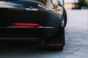 Tesla Model 3 with Rally Armor Mudflaps, rear shot