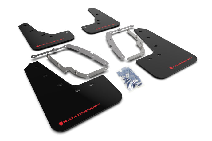 Tesla Model 3 Black UR Mud Flaps, Red Text